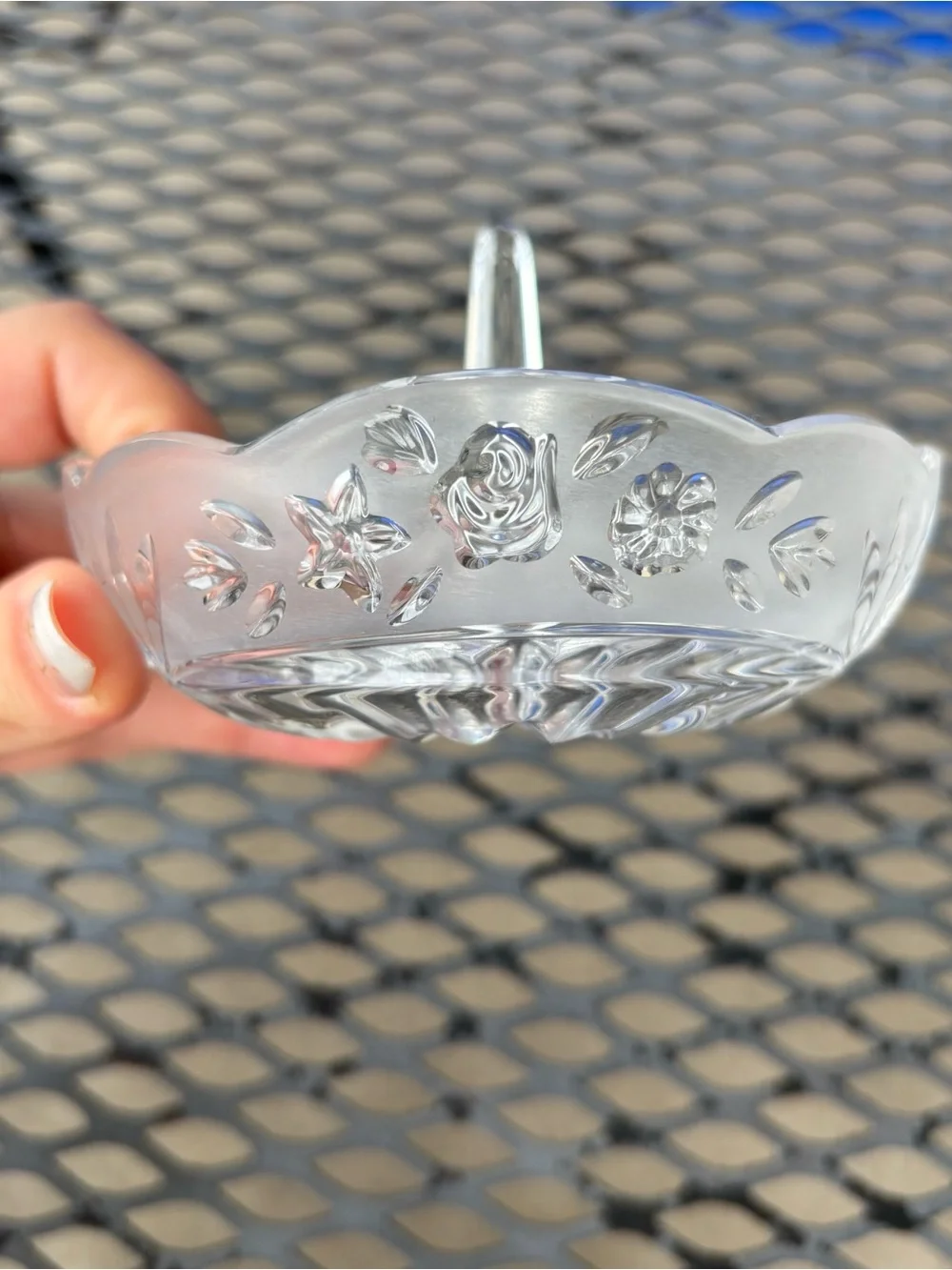 Vintage Oneida Crystal Clear Jewelry Ring Stand Dish